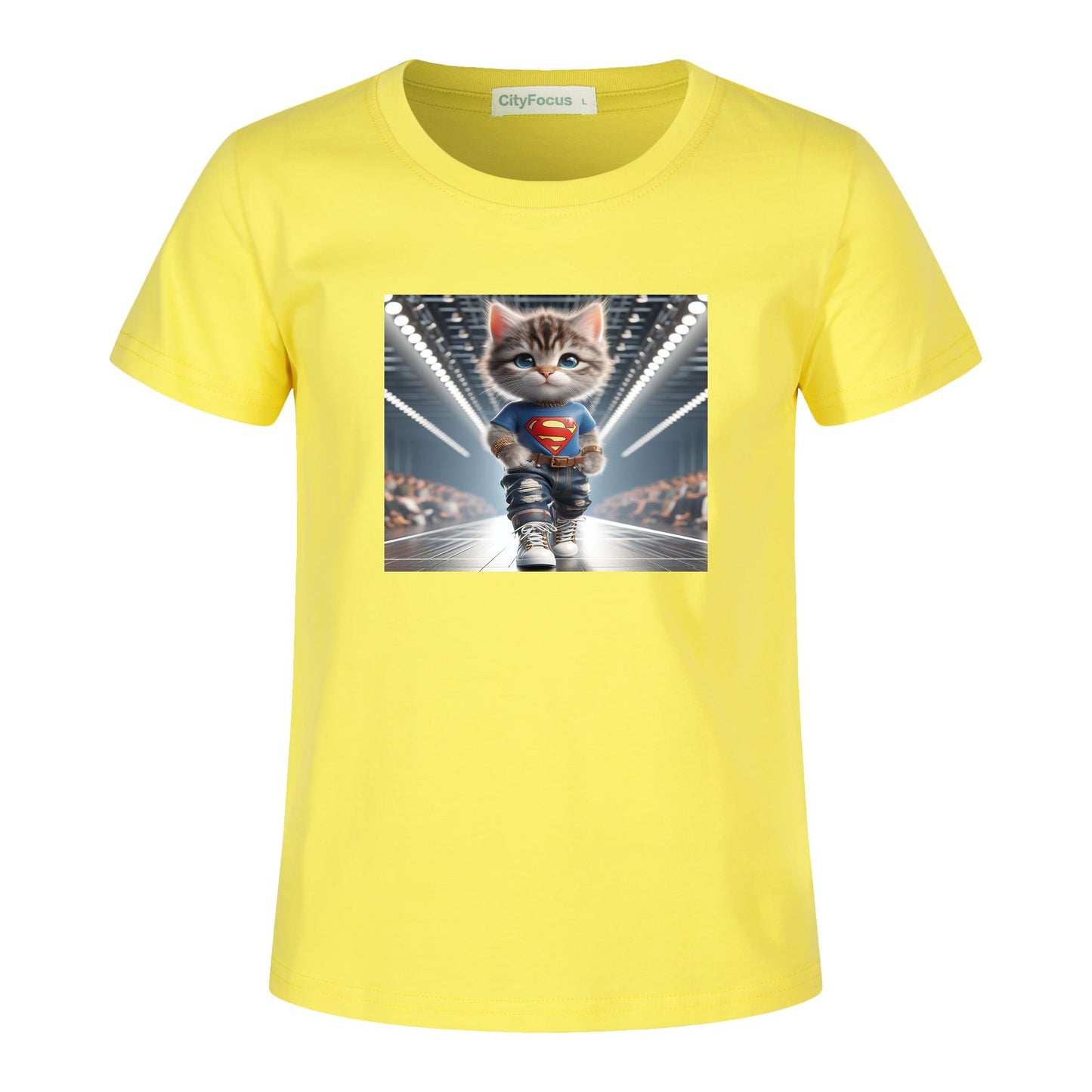 100% cotton Runway Fashion Forward Cat 2: Cute and Cool Kids' Graphic T-Shirt