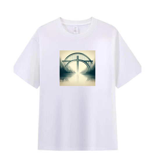 Men's Christian Cotton Tee - Bridge of Hope and Faith Design