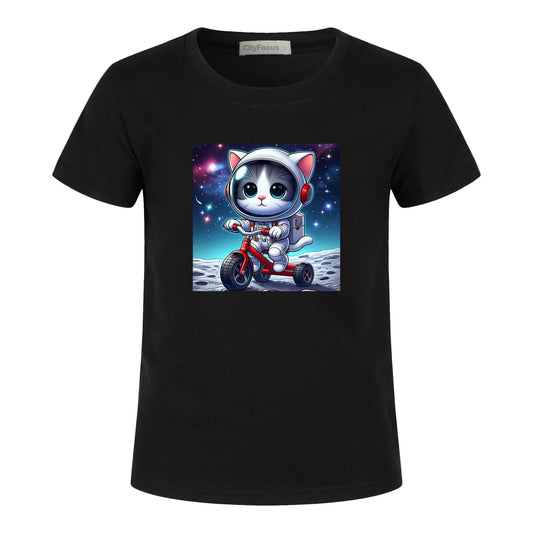 Cosmic Tricycle Cat Kids Tee 1