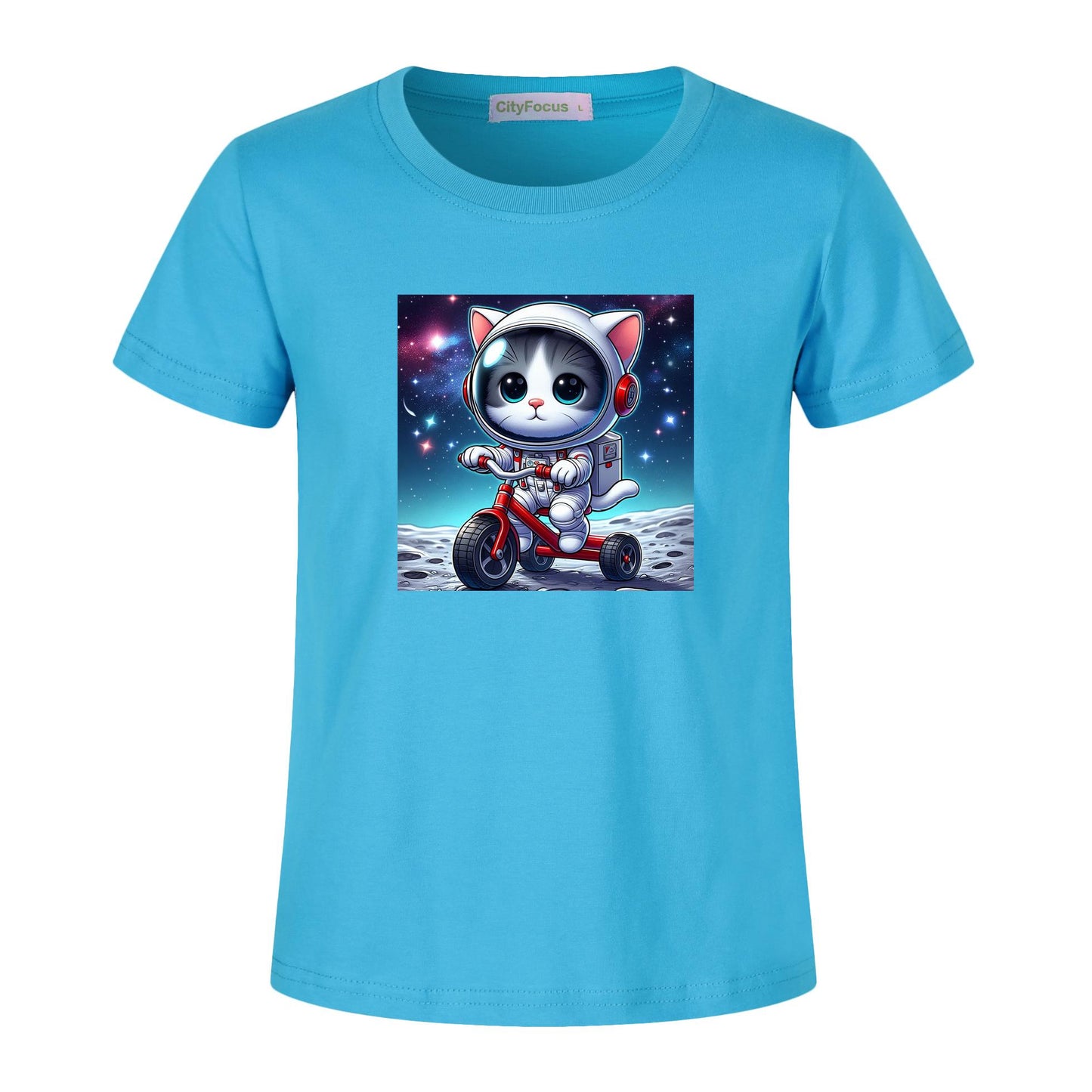 Cosmic Tricycle Cat Kids Tee 1