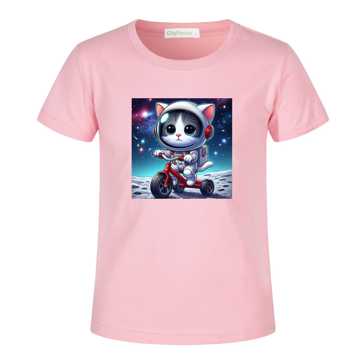 Cosmic Tricycle Cat Kids Tee 1