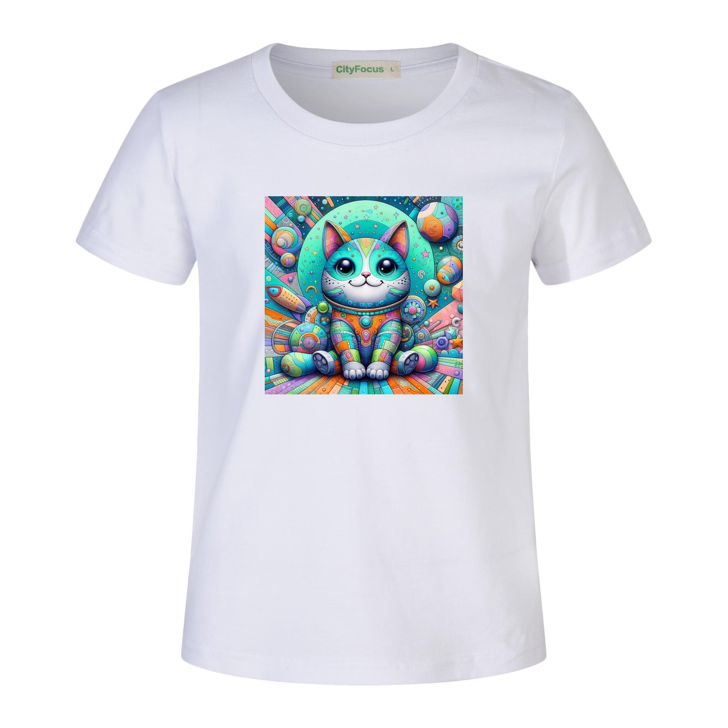 Futuristic Feline Fun Kids Tee 5