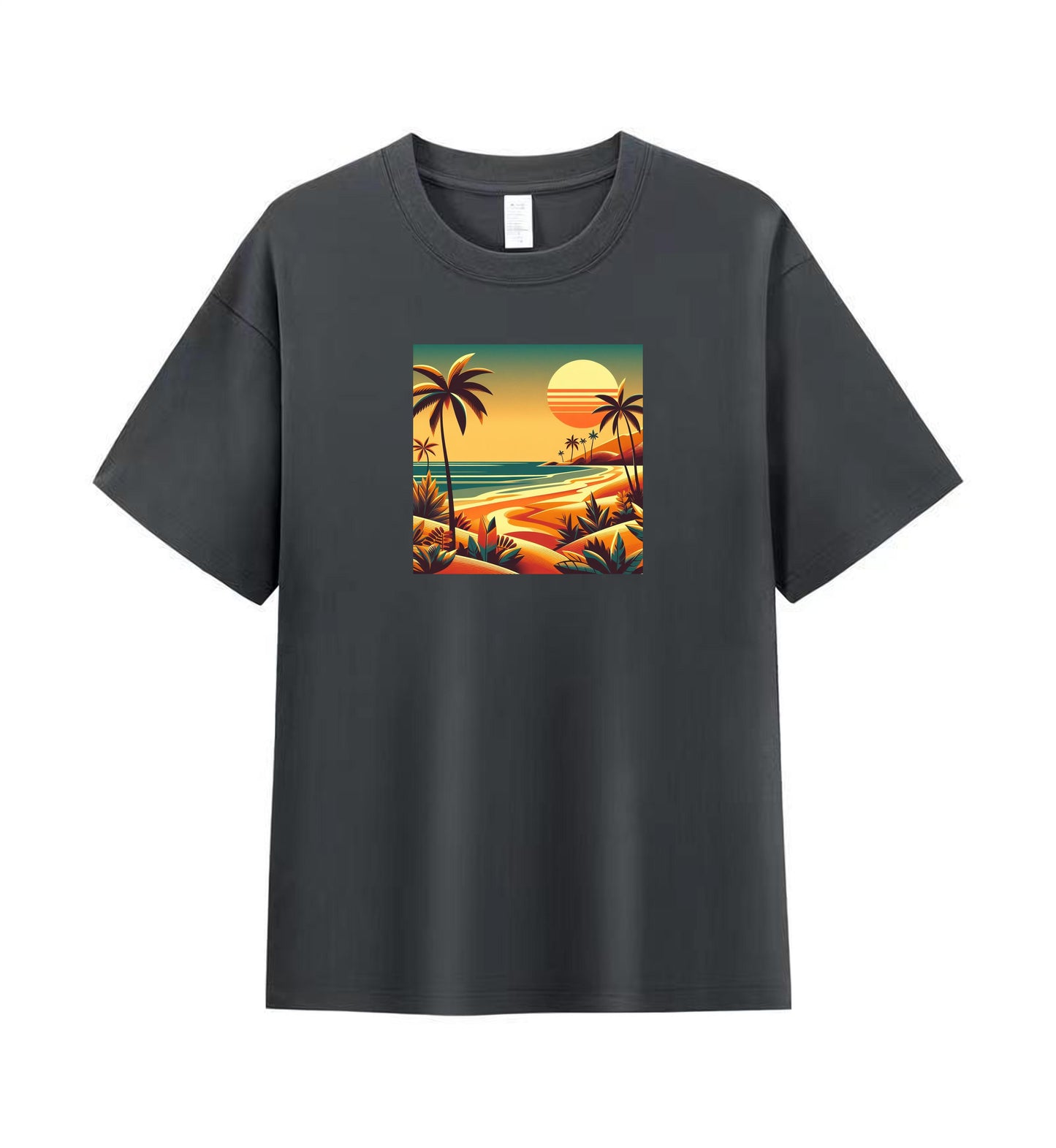 Sunset Serenity 2 - 100% Cotton Tropical Beach T-Shirt Design