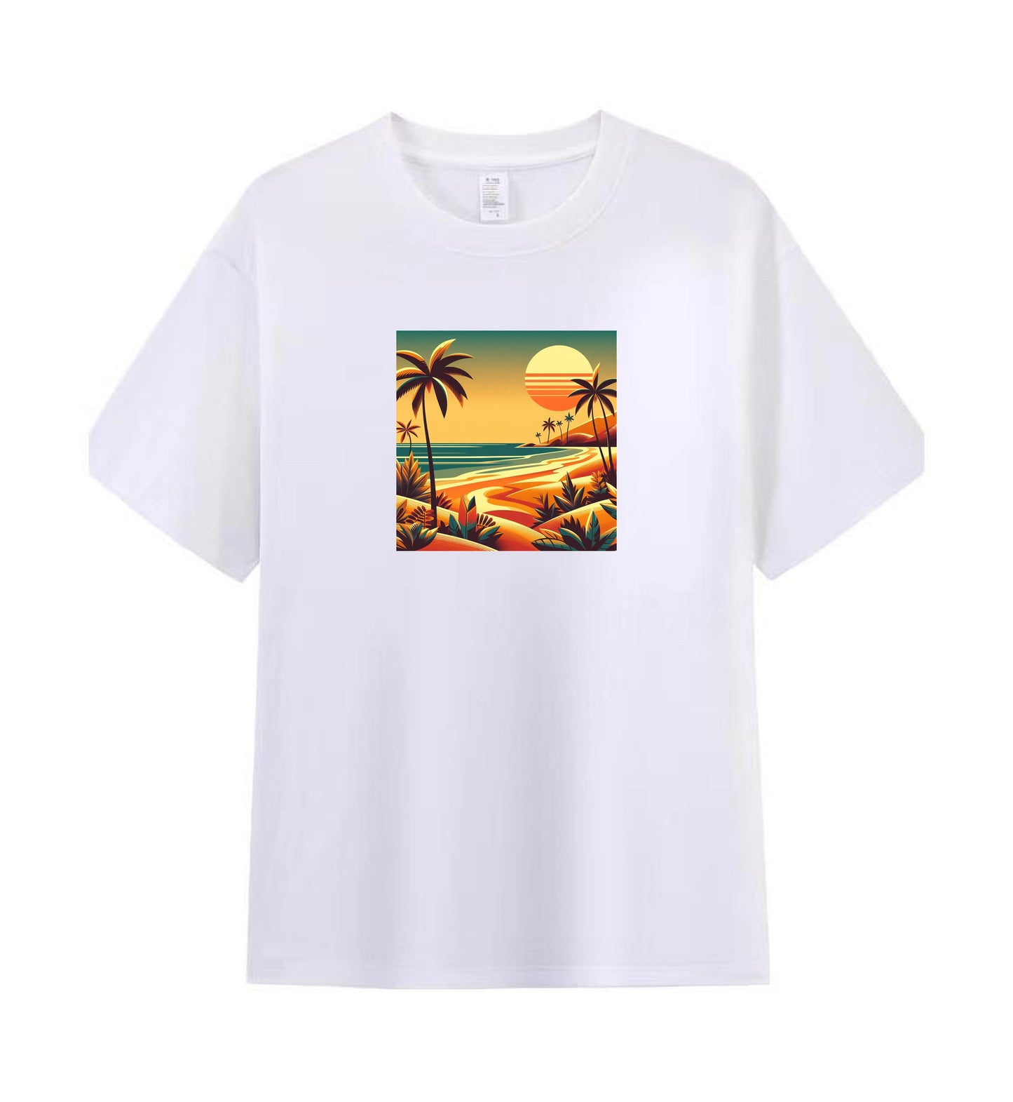 Sunset Serenity 2 - 100% Cotton Tropical Beach T-Shirt Design