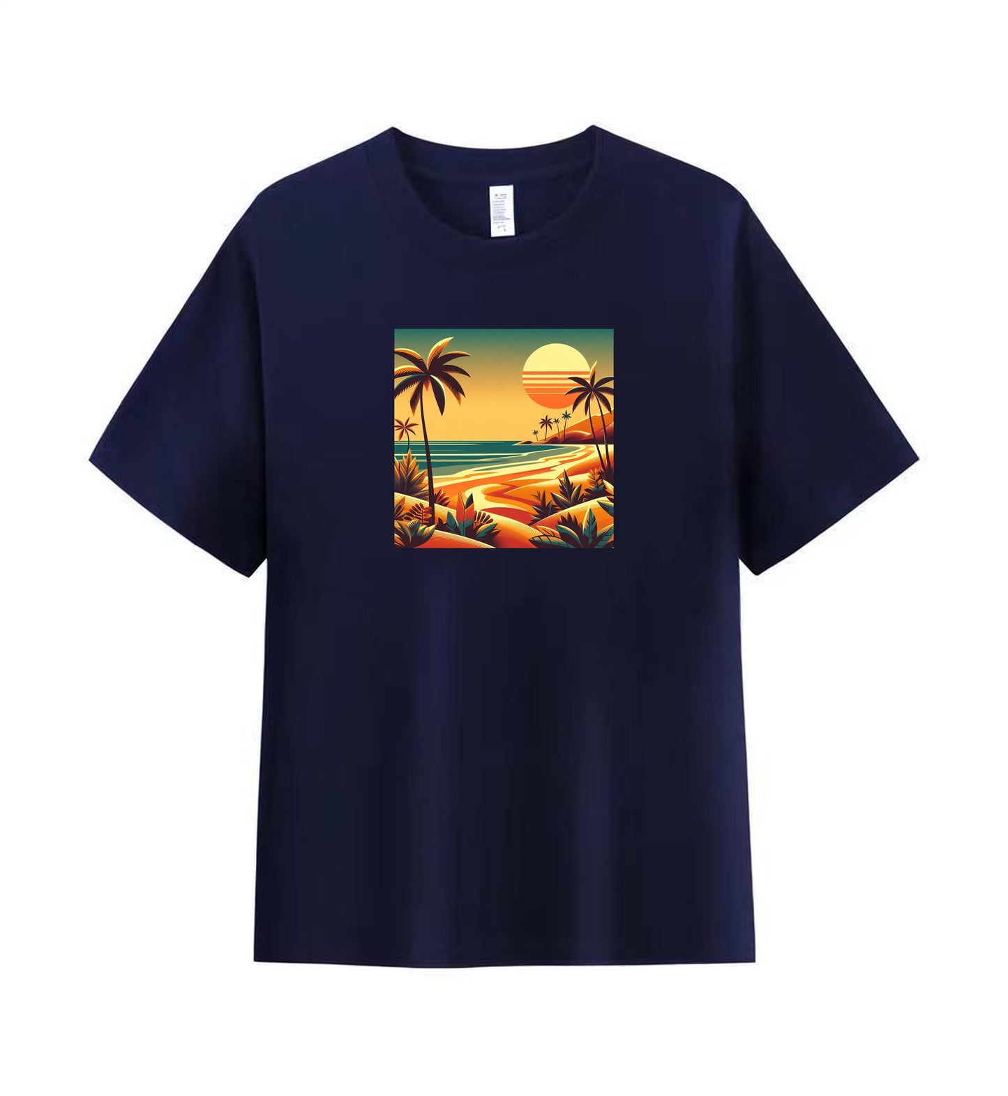 Sunset Serenity 2 - 100% Cotton Tropical Beach T-Shirt Design