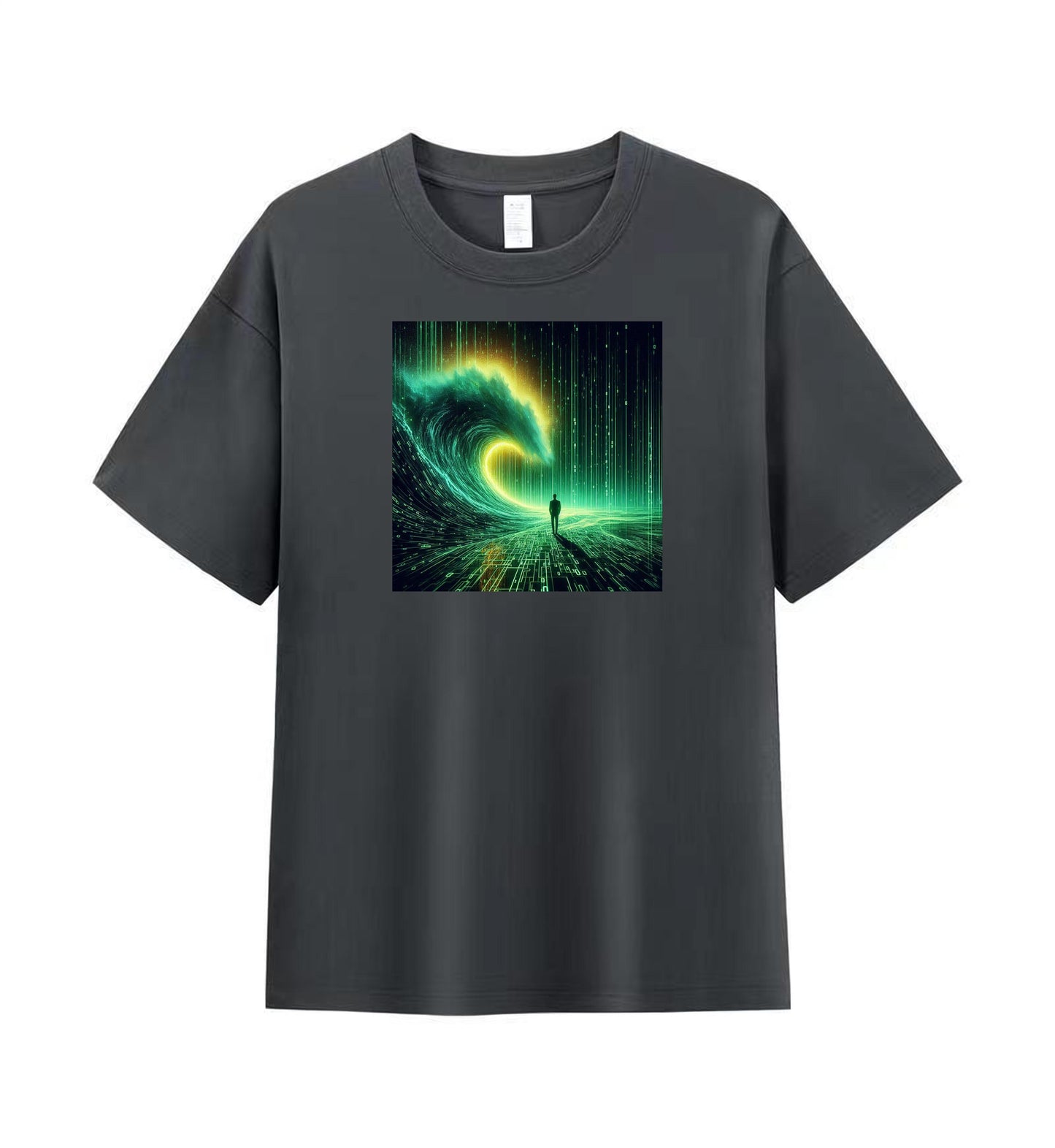 Binary Waves Tee - Ride the Digital Tide 1