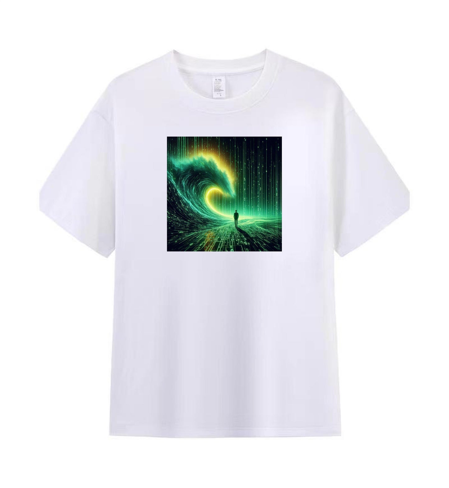 Binary Waves Tee - Ride the Digital Tide 1