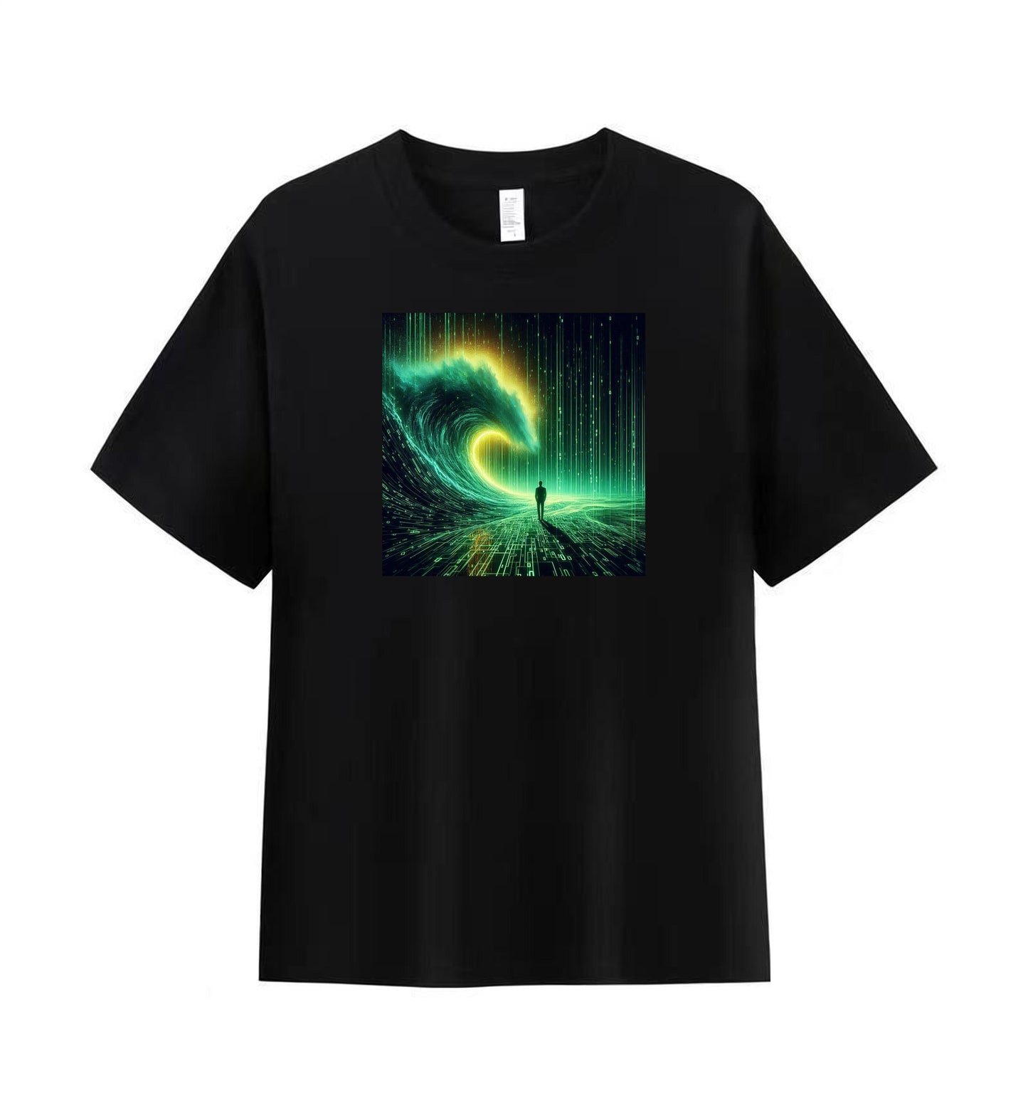 Binary Waves Tee - Ride the Digital Tide 1