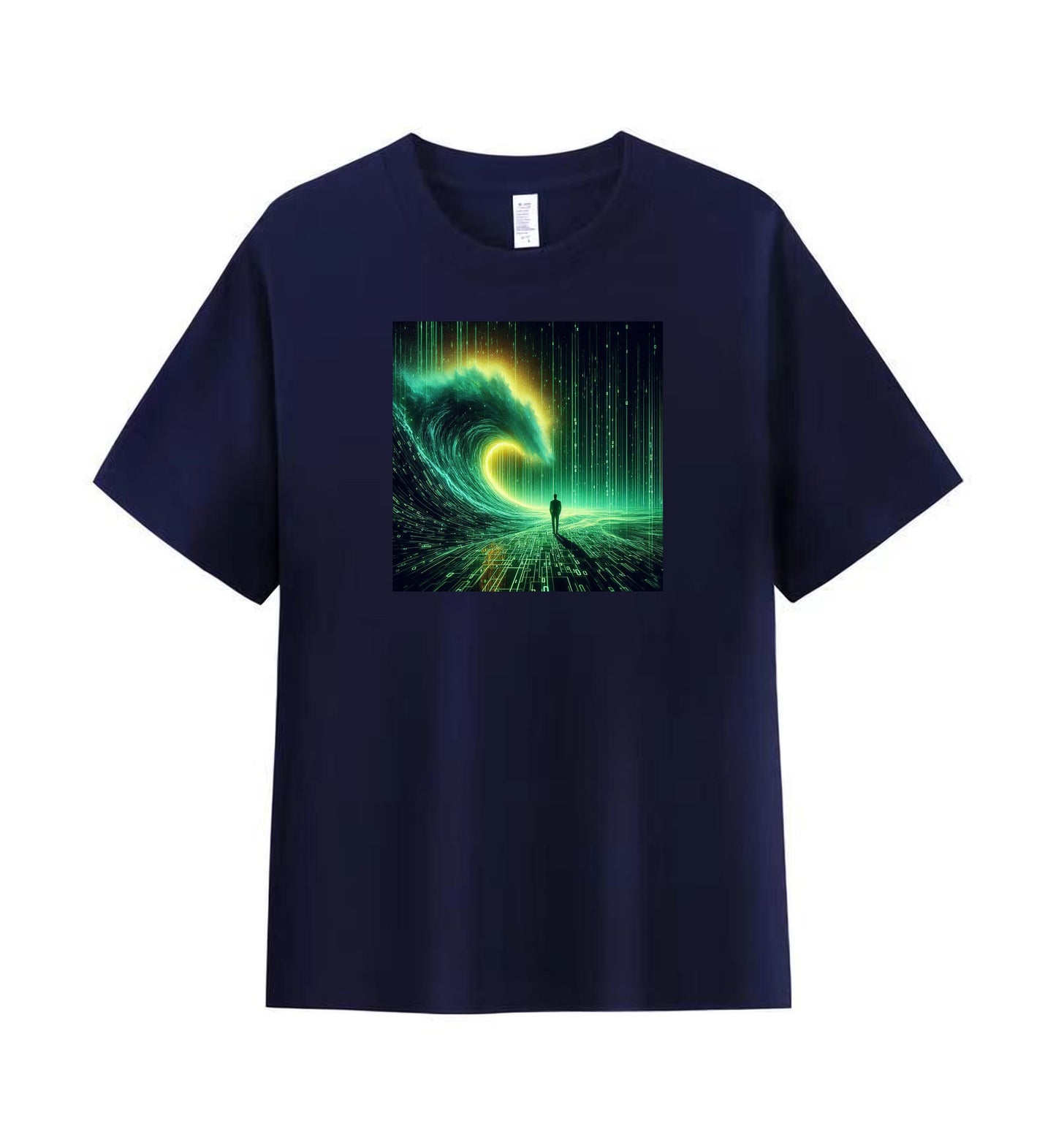 Binary Waves Tee - Ride the Digital Tide 1