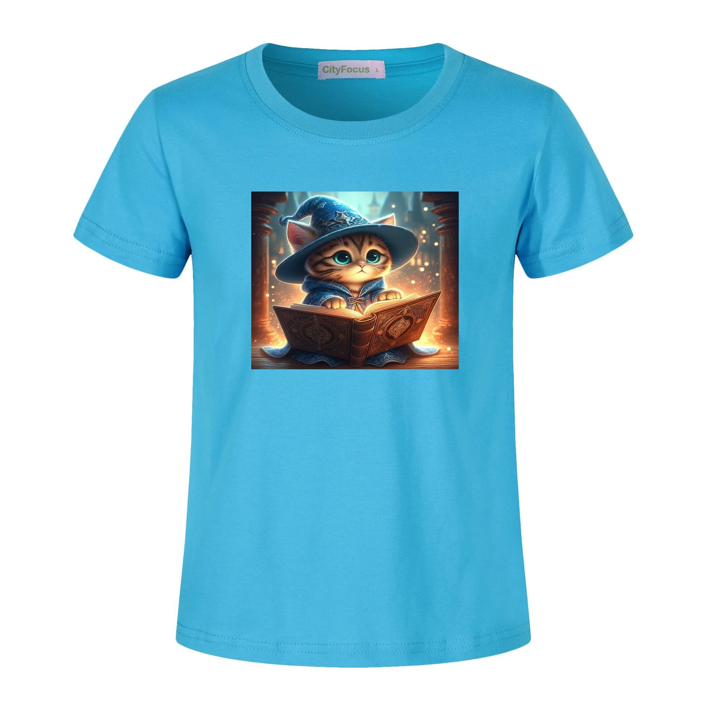 100% cotton Magical Wizard Cat Kids T-Shirt 6 - Enchanting and Cozy