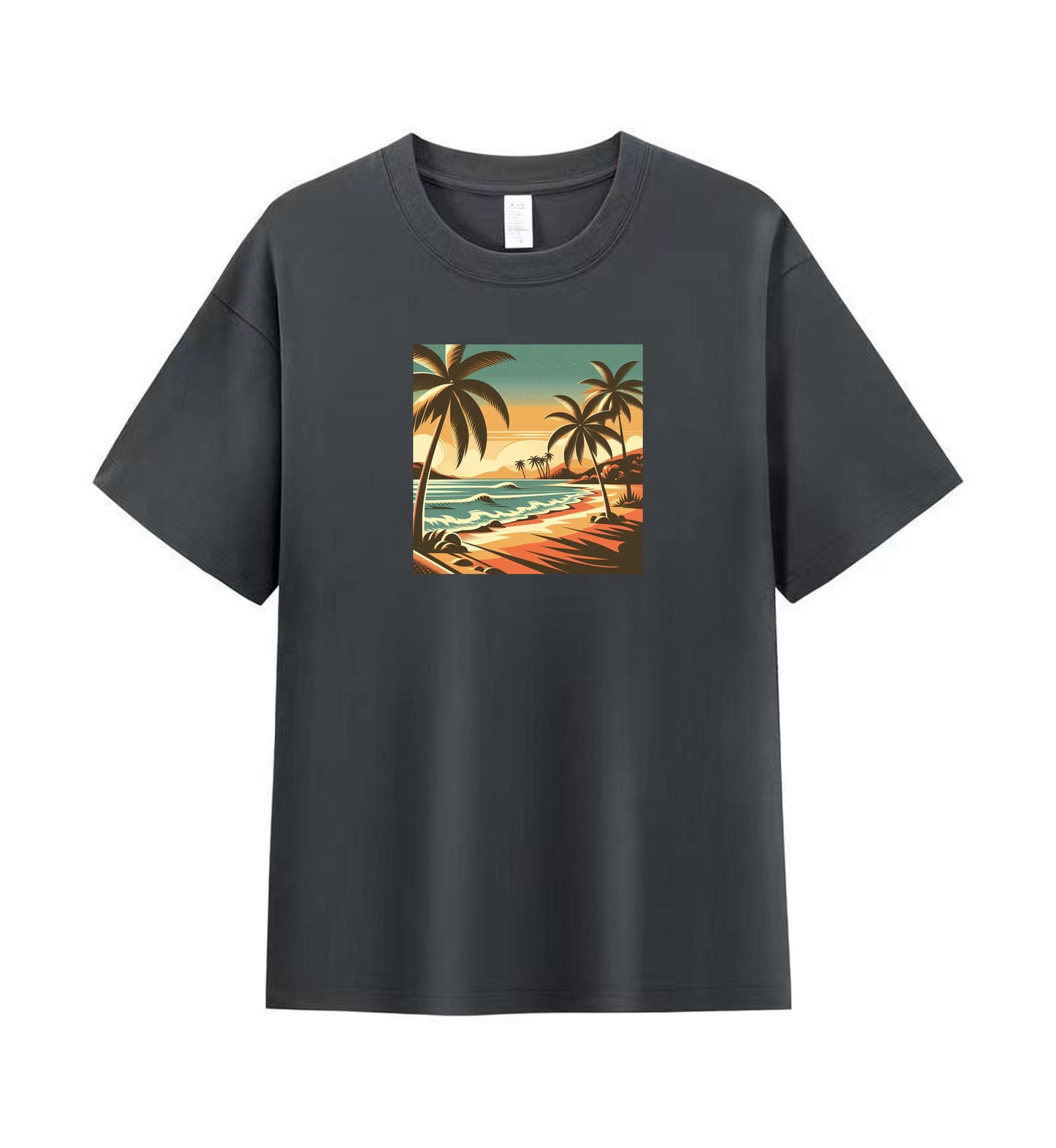 Sunset Serenity 1 - 100% Cotton Tropical Beach T-Shirt Design