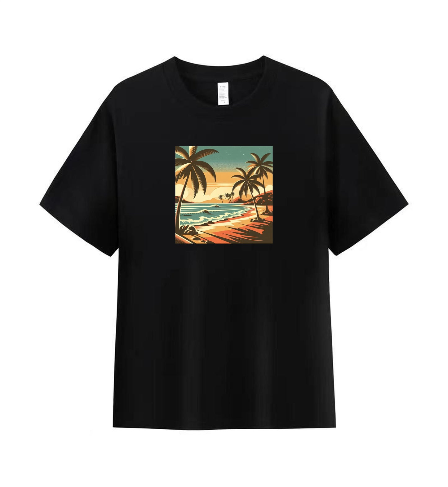 Sunset Serenity 1 - 100% Cotton Tropical Beach T-Shirt Design