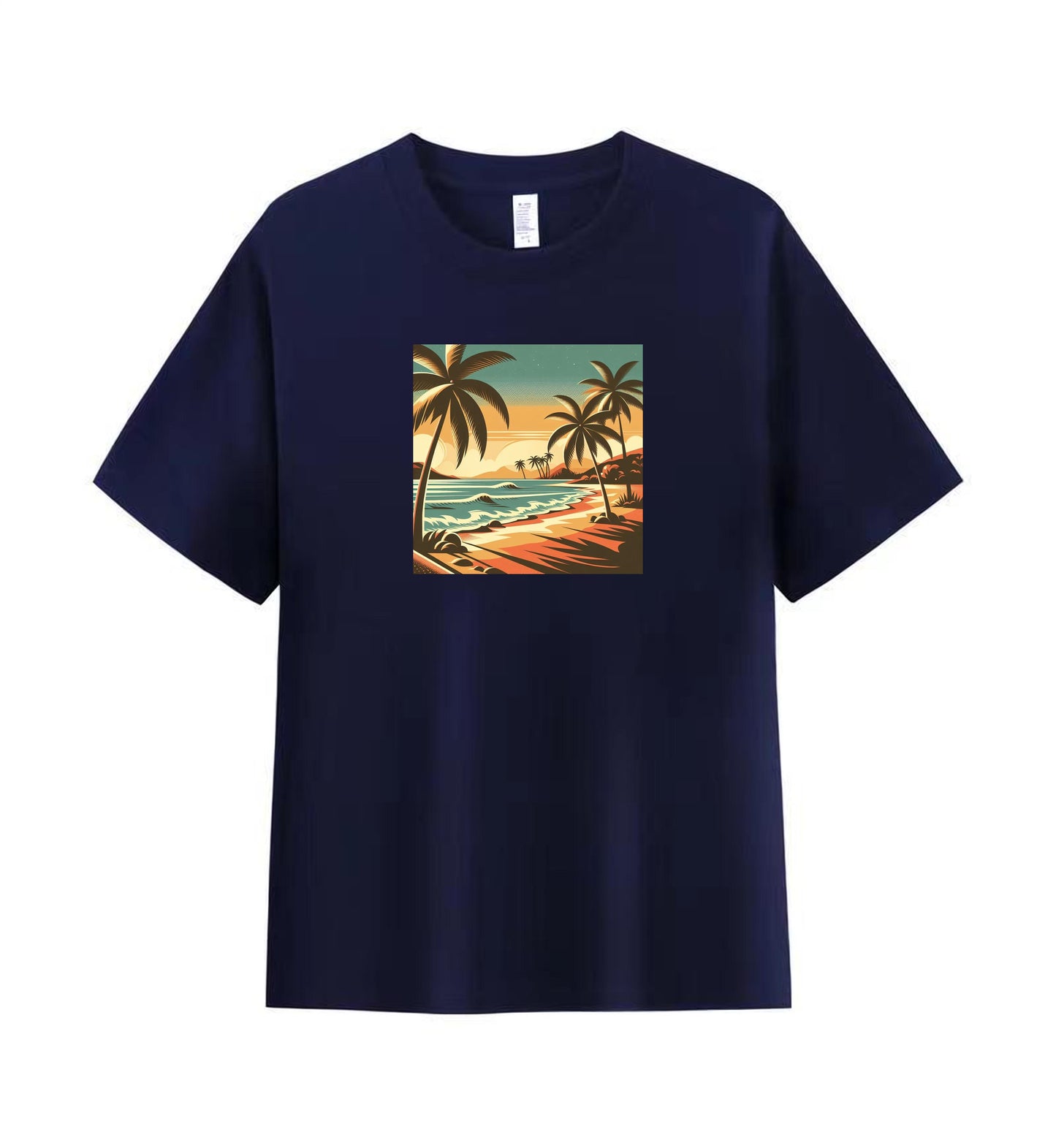 Sunset Serenity 1 - 100% Cotton Tropical Beach T-Shirt Design