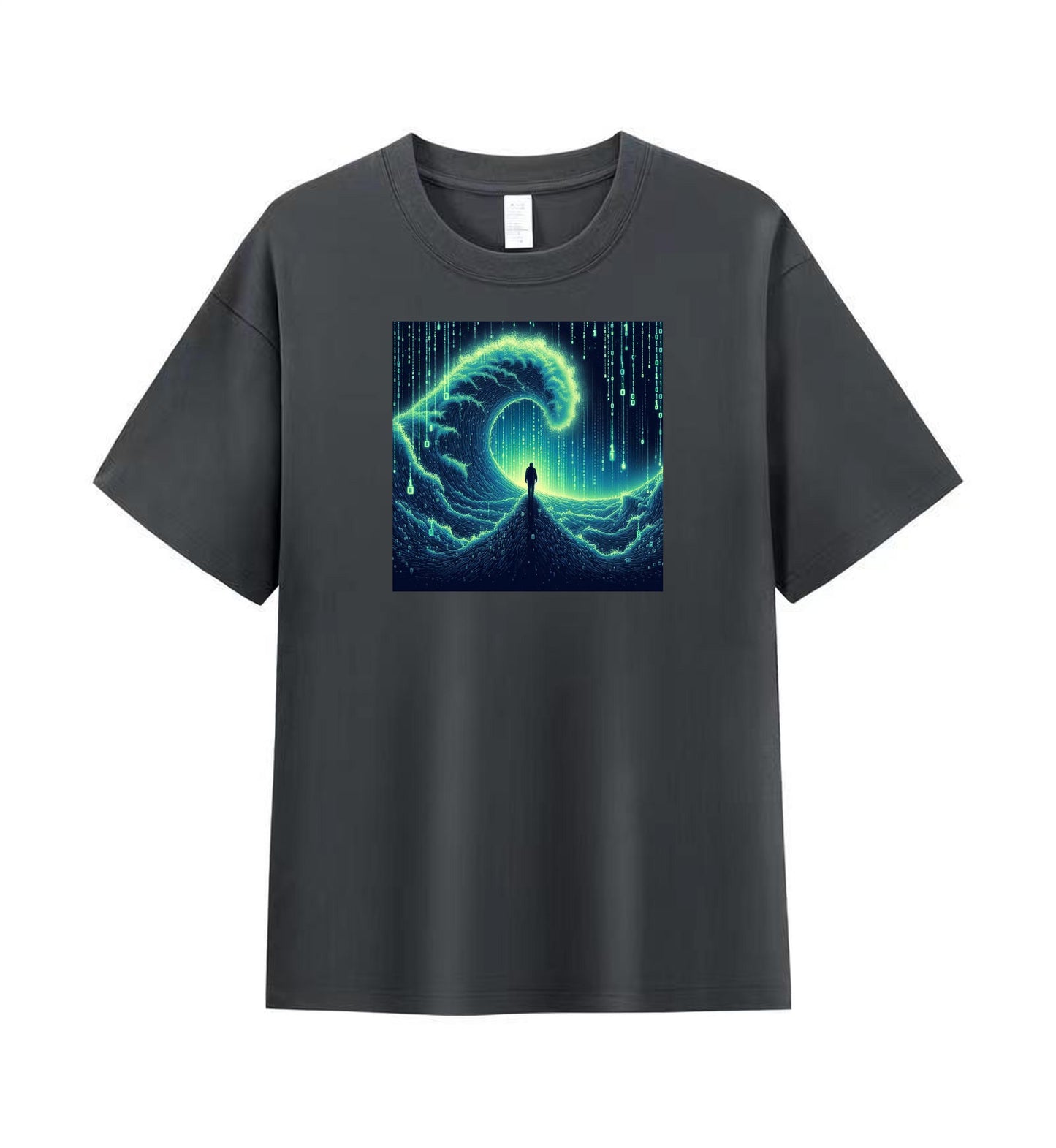 Binary Waves Tee - Ride the Digital Tide 2