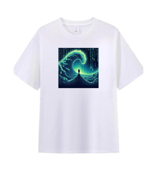 Binary Waves Tee - Ride the Digital Tide 2