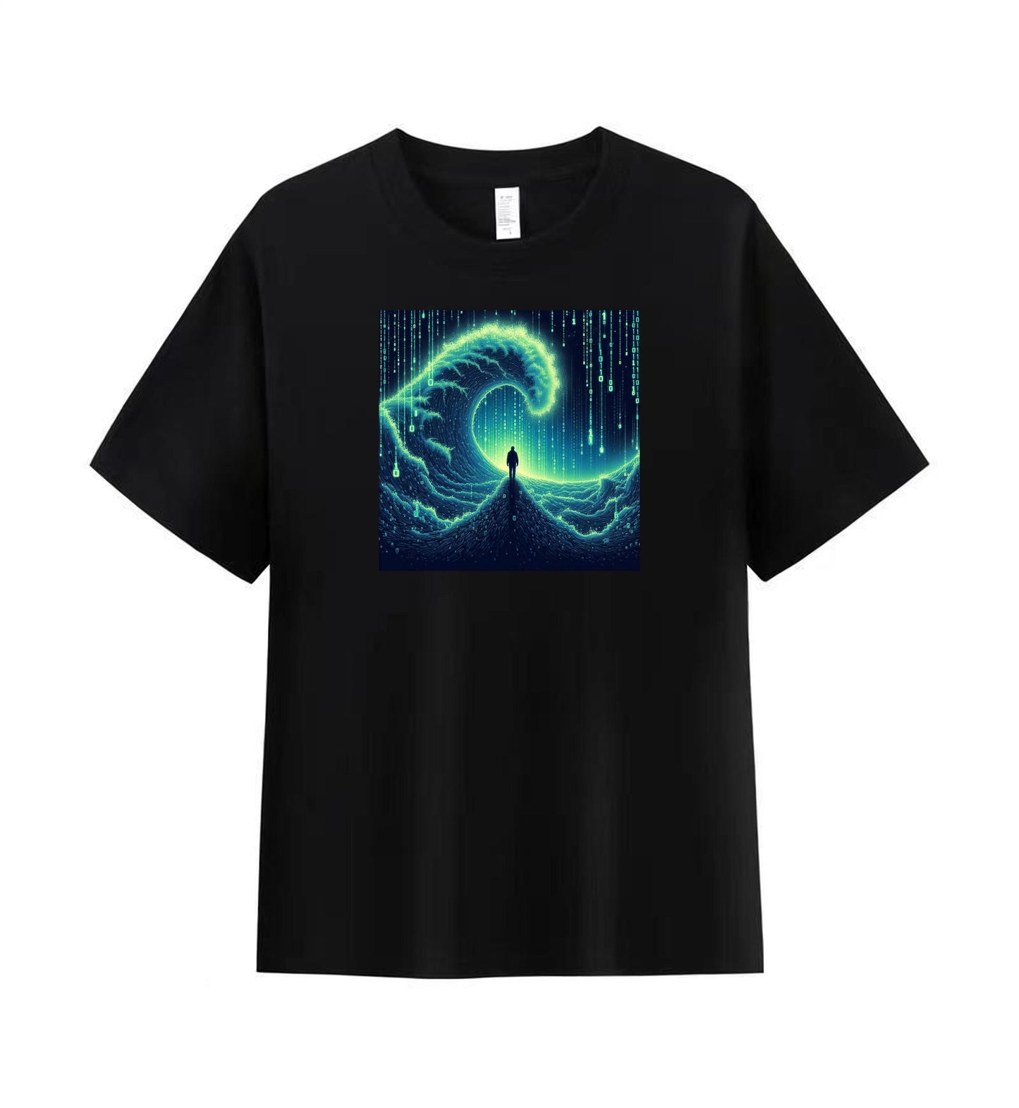 Binary Waves Tee - Ride the Digital Tide 2