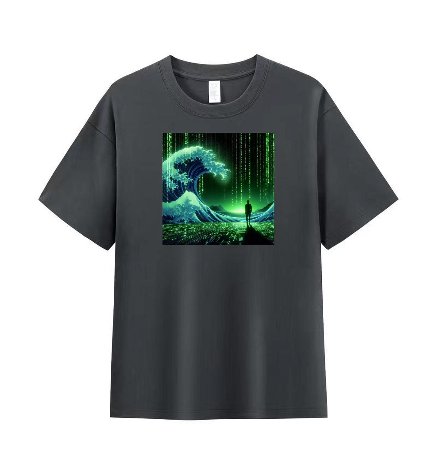 Binary Waves Tee - Ride the Digital Tide 3