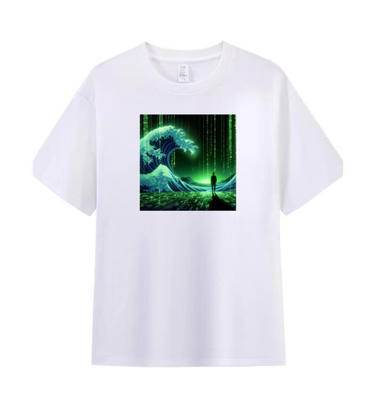 Binary Waves Tee - Ride the Digital Tide 3