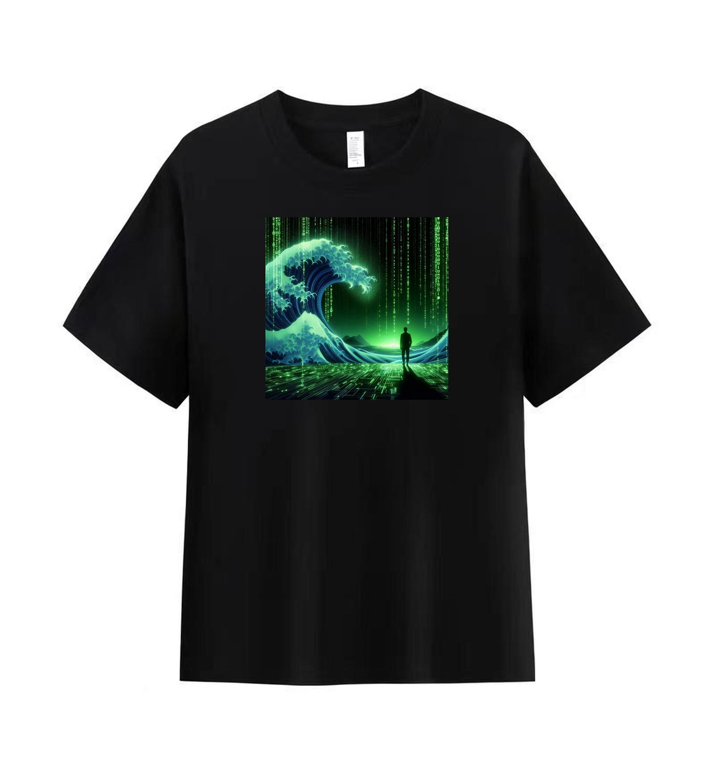 Binary Waves Tee - Ride the Digital Tide 3