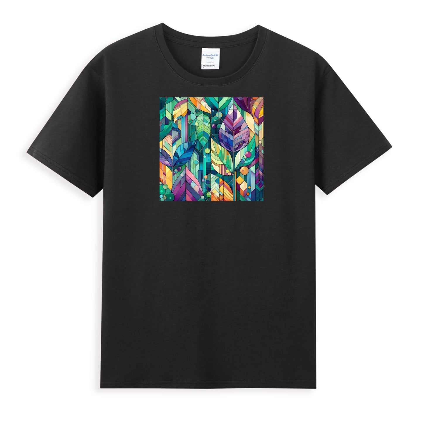 Women's Artistic Cotton T-Shirt - Colorful Nature-Inspired Abstract Design