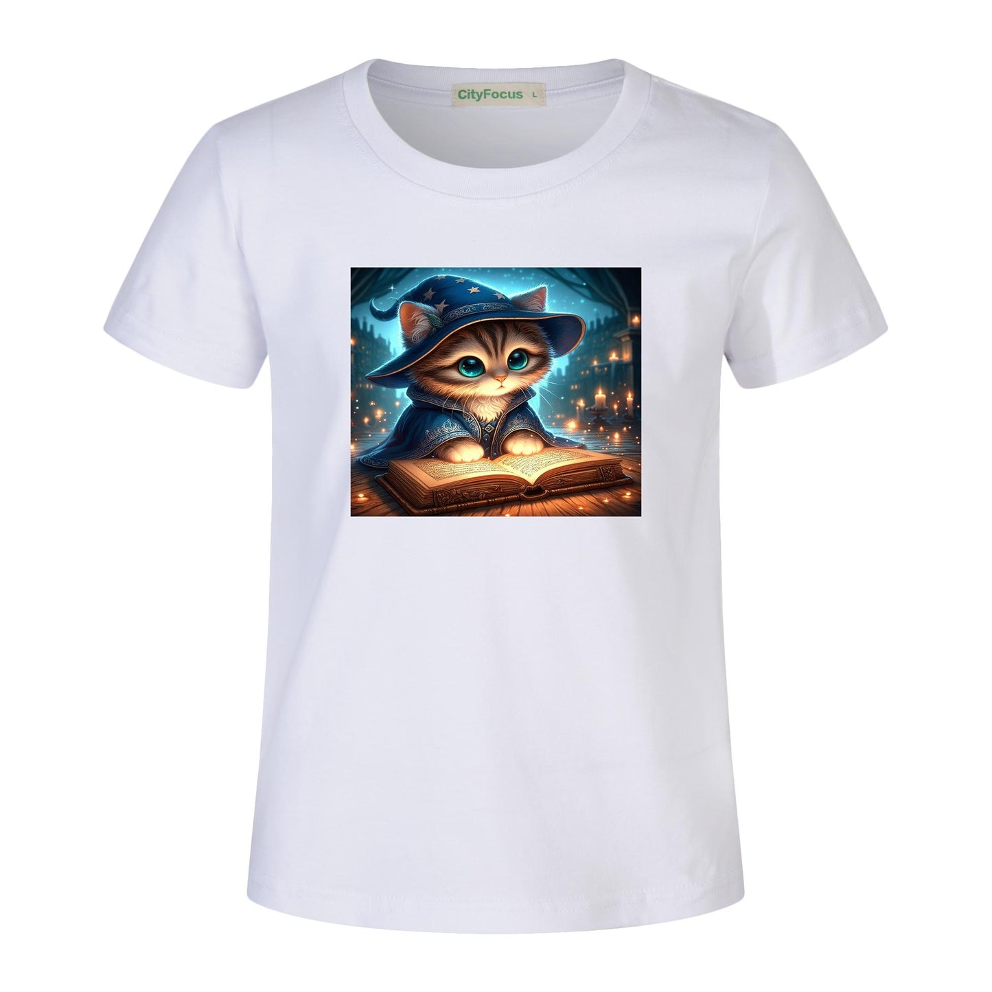 100% cotton Magical Wizard Cat Kids T-Shirt 3 - Enchanting and Cozy