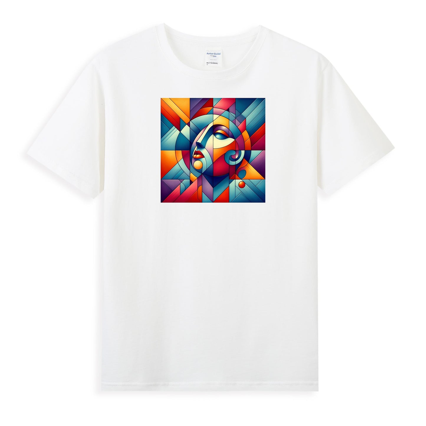 Women's 100% Cotton Tee - Geometric Grace in Abstract Portrait