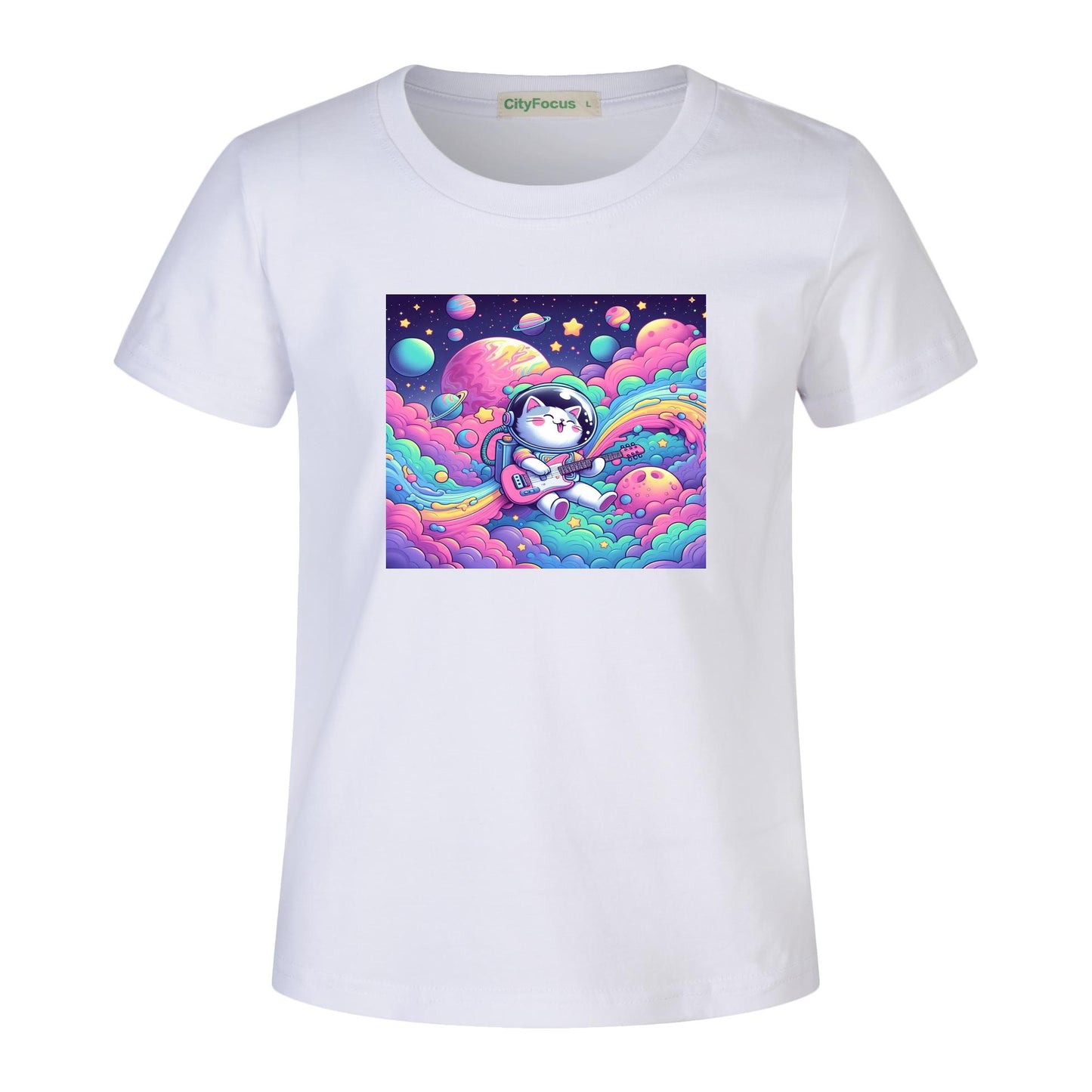 Cosmic Kitty Astronaut Kids T-Shirt 100% cotton 7 - Fun and Out-of-This-World