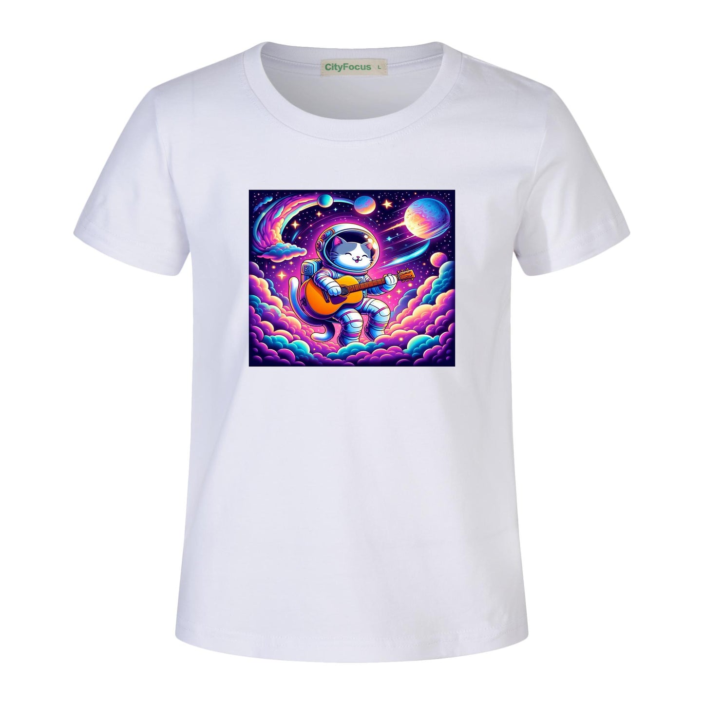 Cosmic Kitty Astronaut Kids T-Shirt 100% cotton 5 - Fun and Out-of-This-World