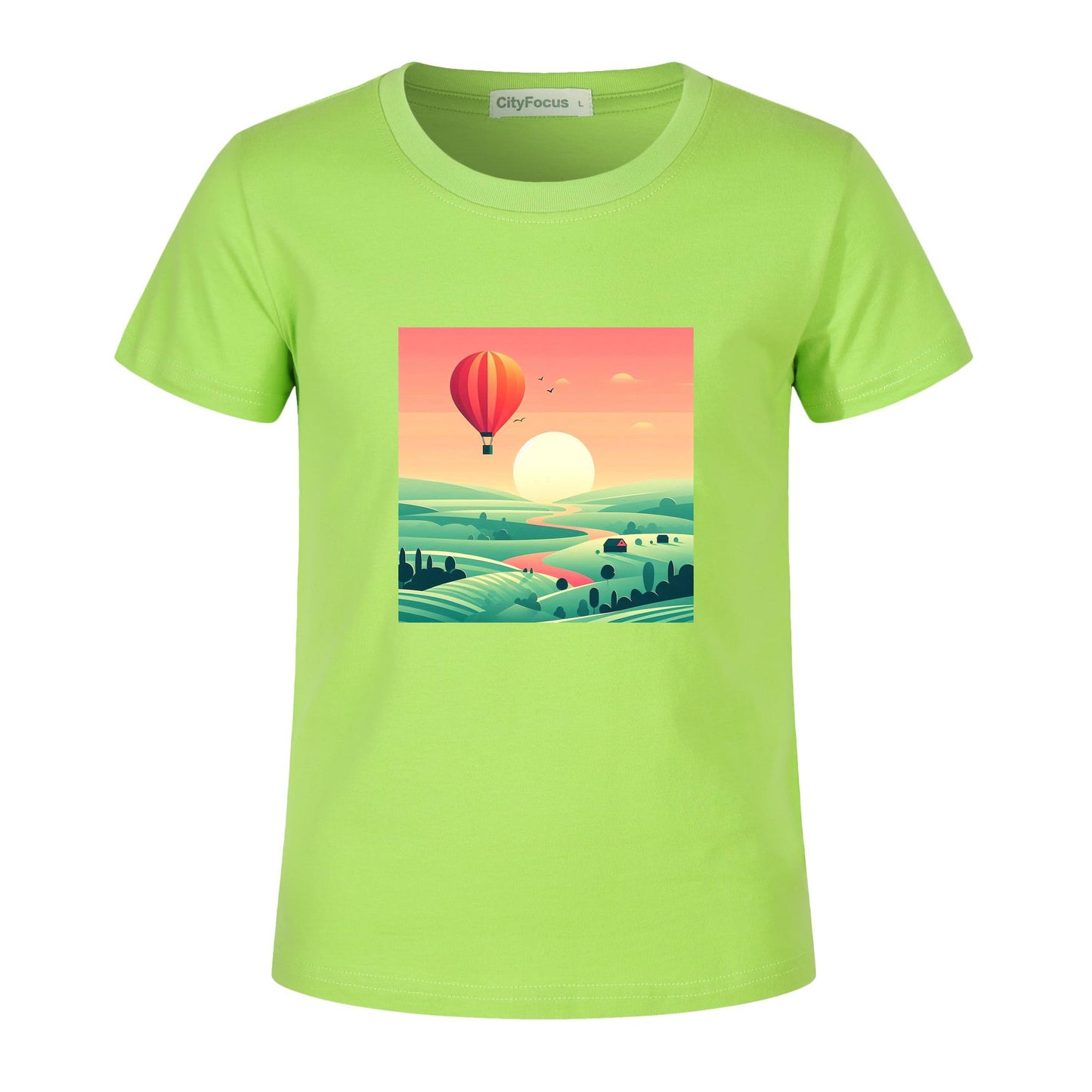 Hot Air Balloon Journey 1 - 100% Cotton Sunset Kids T-Shirt