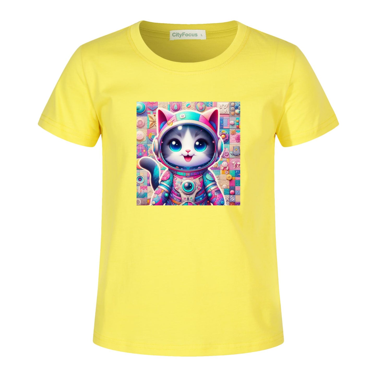 Futuristic Feline Fun Kids Tee 4