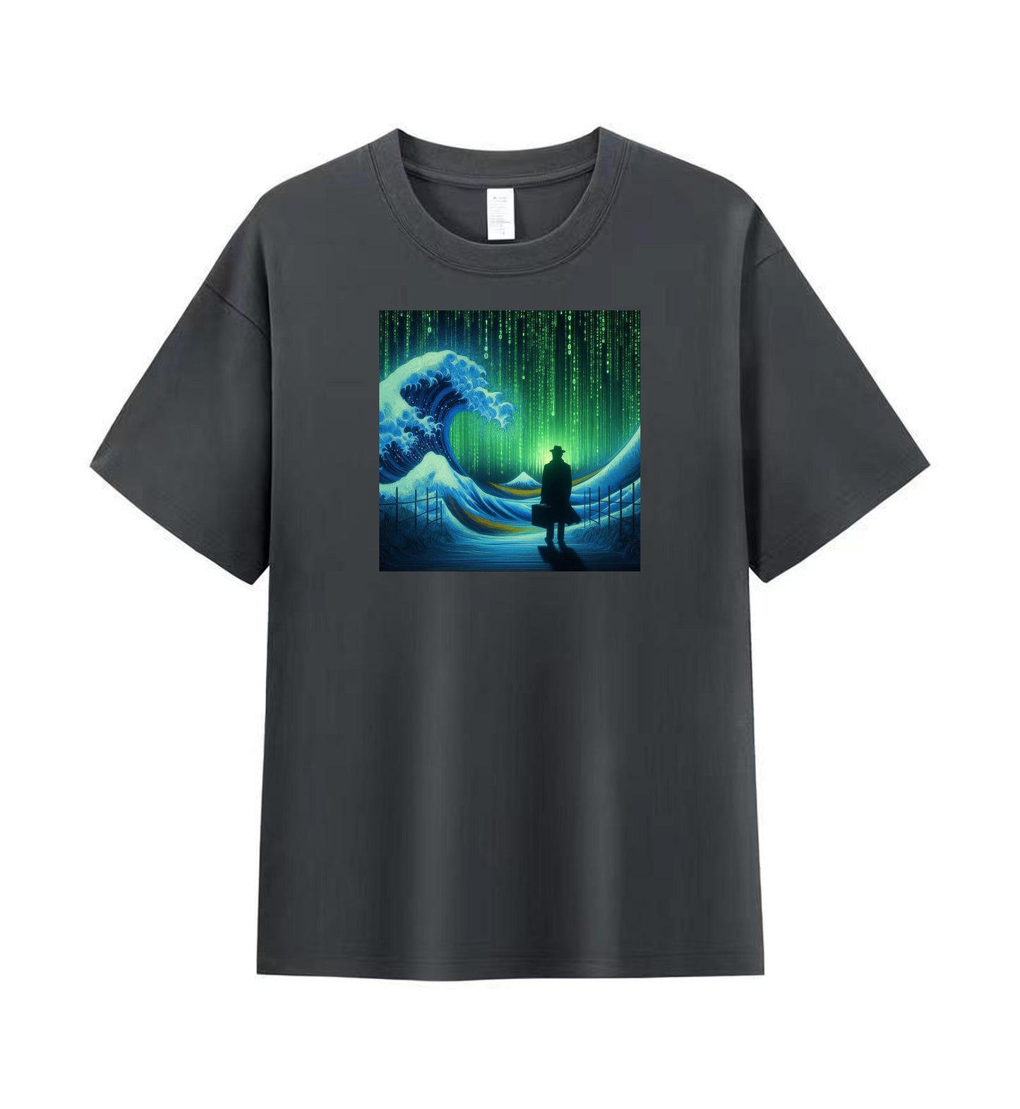 Binary Waves Tee - Ride the Digital Tide 5