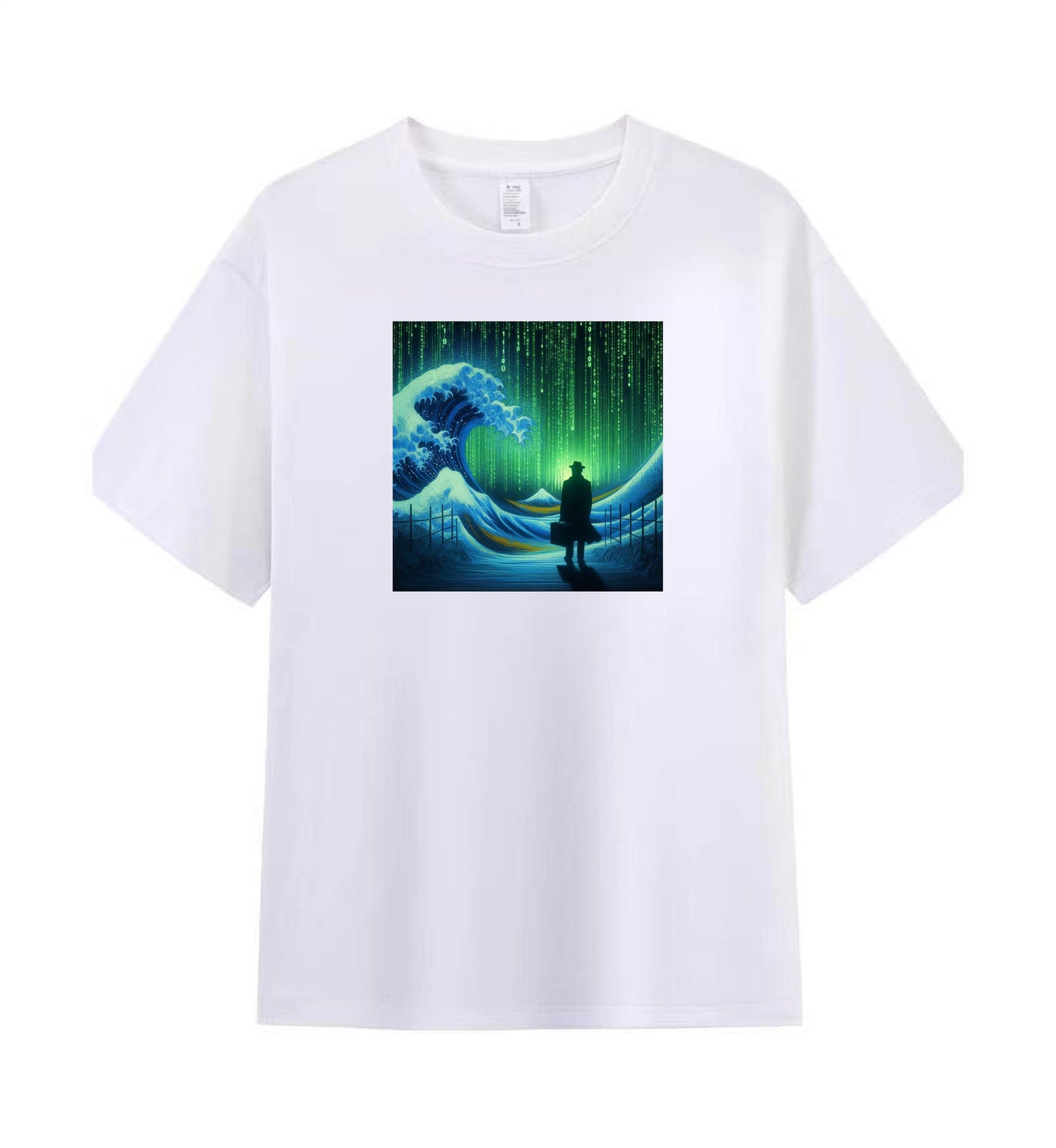 Binary Waves Tee - Ride the Digital Tide 5