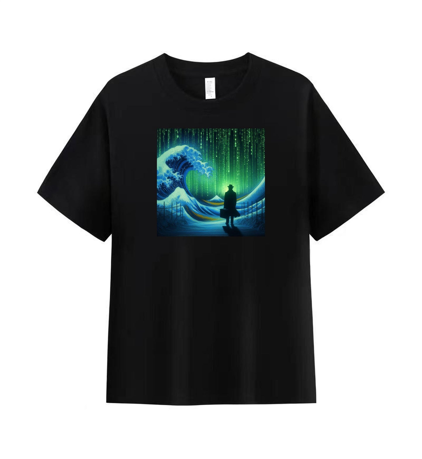 Binary Waves Tee - Ride the Digital Tide 5