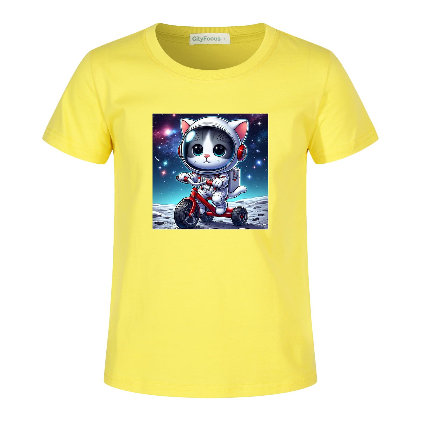 Cosmic Tricycle Cat Kids Tee 1