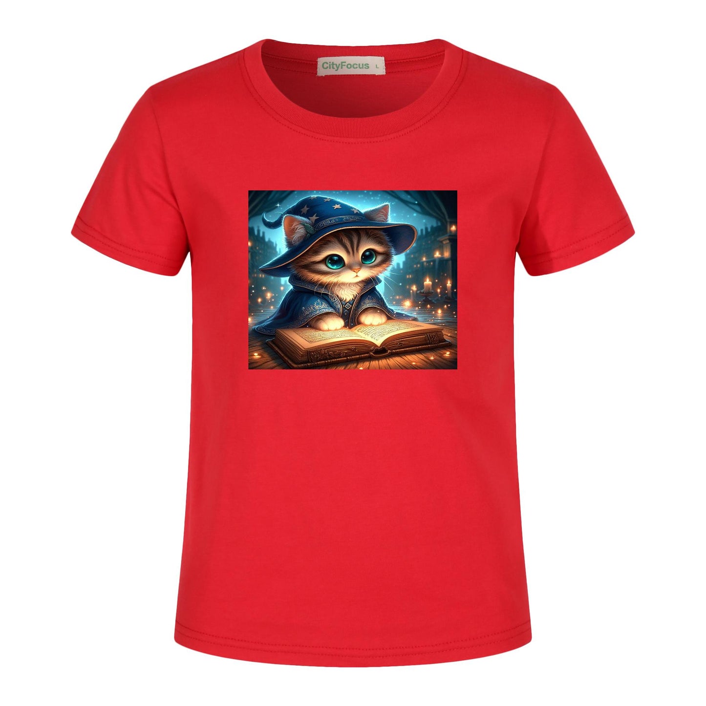 100% cotton Magical Wizard Cat Kids T-Shirt 3 - Enchanting and Cozy