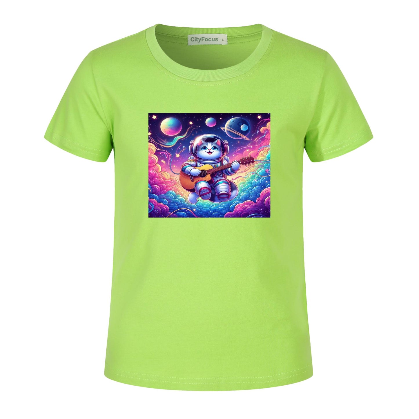 Cosmic Kitty Astronaut Kids T-Shirt 100% cotton 10 - Fun and Out-of-This-World