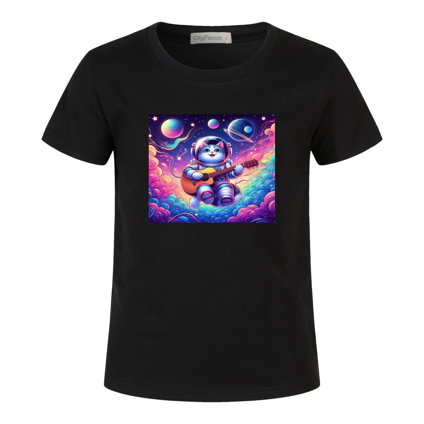 Cosmic Kitty Astronaut Kids T-Shirt 100% cotton 10 - Fun and Out-of-This-World