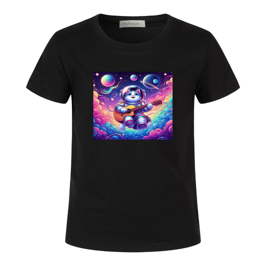 Cosmic Kitty Astronaut Kids T-Shirt 100% cotton 10 - Fun and Out-of-This-World