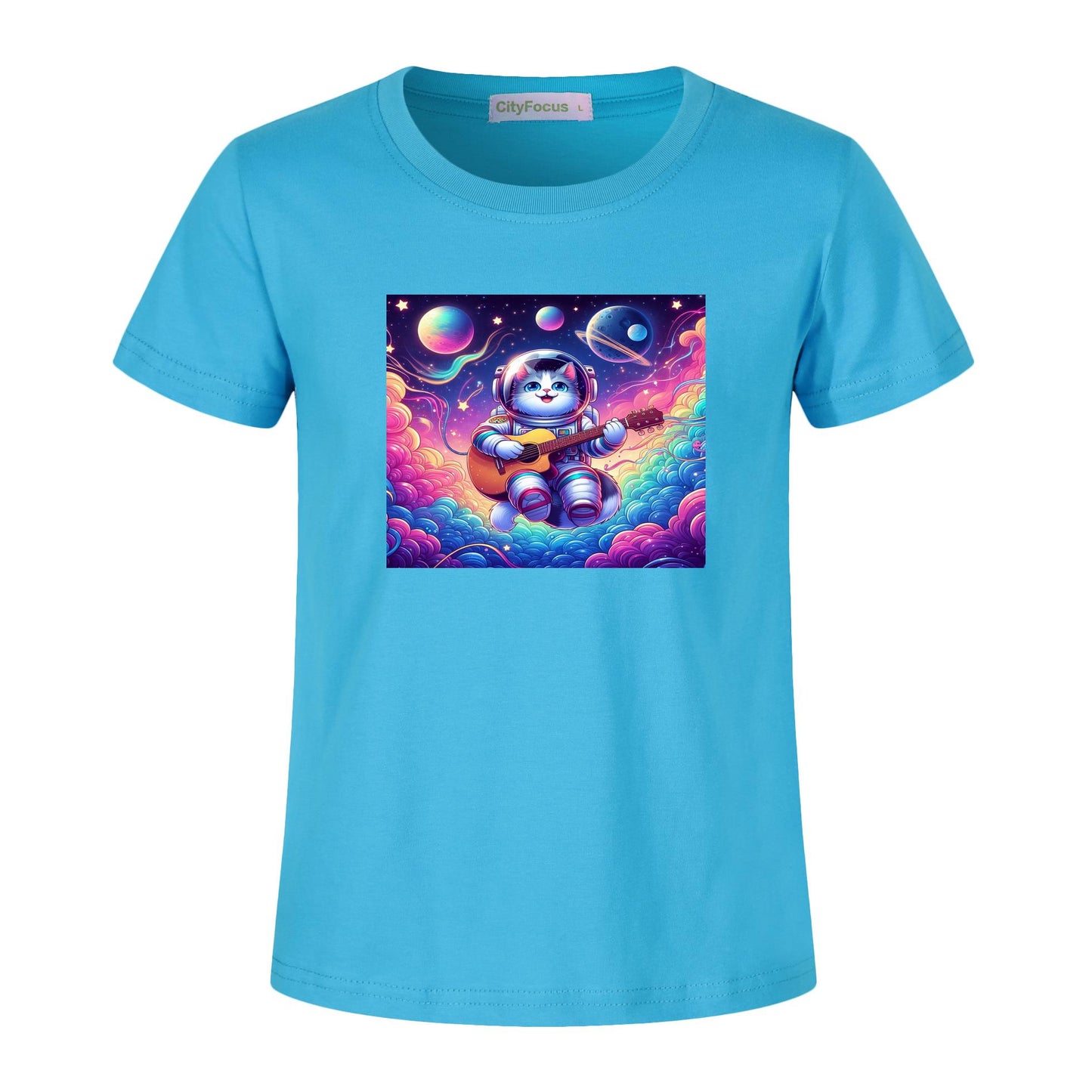 Cosmic Kitty Astronaut Kids T-Shirt 100% cotton 10 - Fun and Out-of-This-World