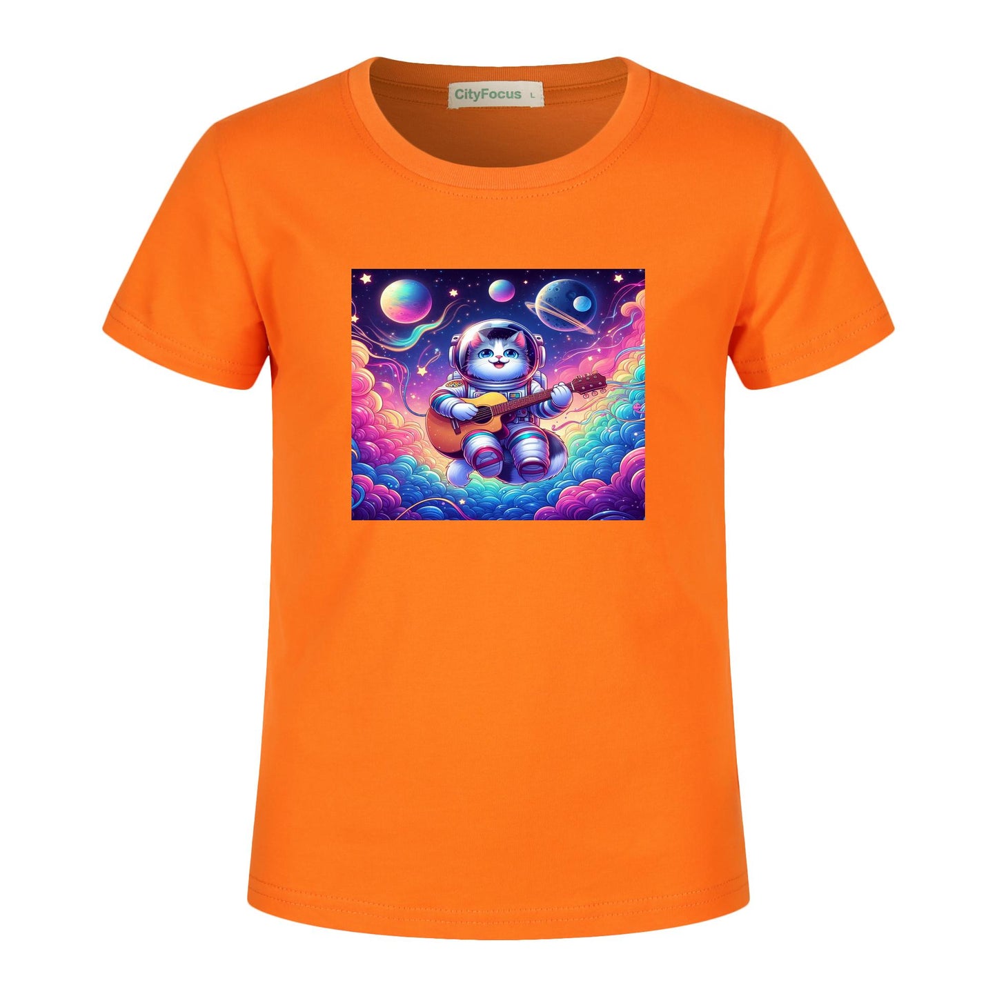 Cosmic Kitty Astronaut Kids T-Shirt 100% cotton 10 - Fun and Out-of-This-World