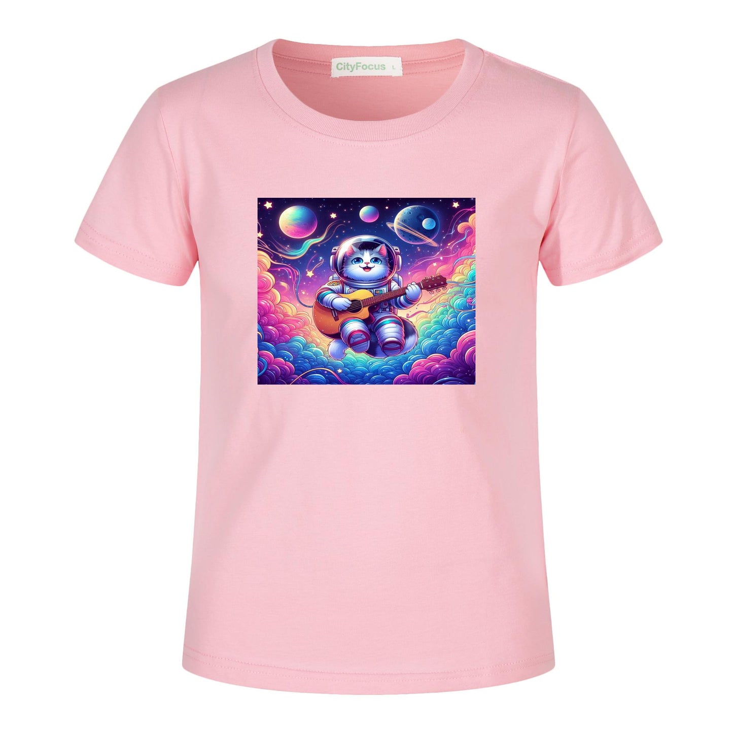 Cosmic Kitty Astronaut Kids T-Shirt 100% cotton 10 - Fun and Out-of-This-World