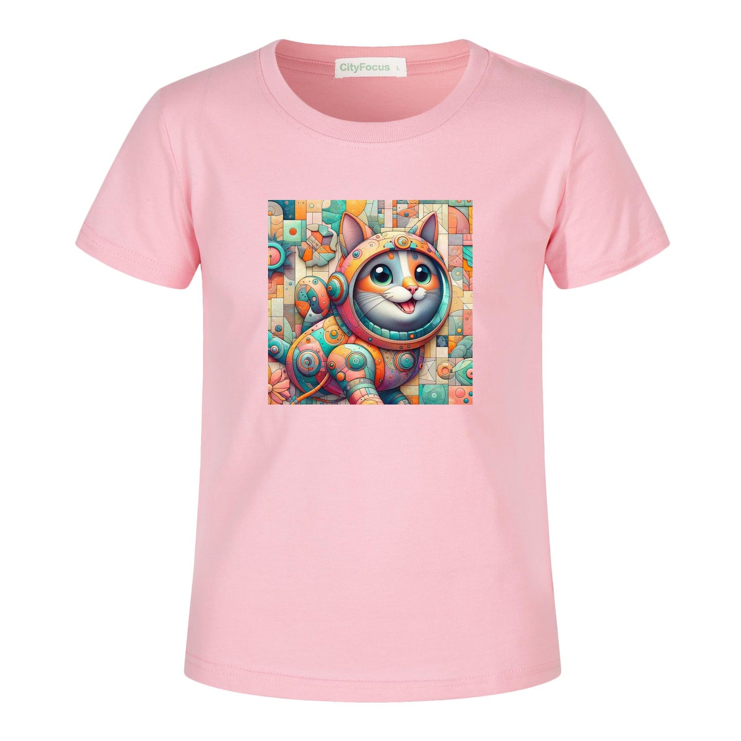 Futuristic Feline Fun Kids Tee 1