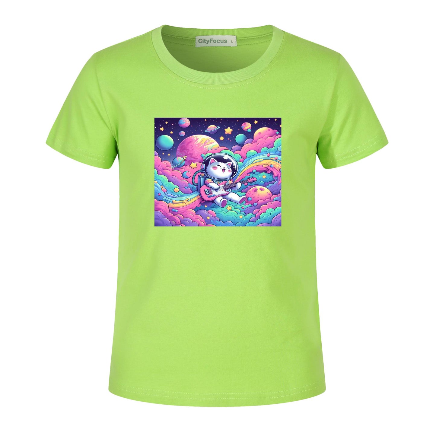 Cosmic Kitty Astronaut Kids T-Shirt 100% cotton 7 - Fun and Out-of-This-World