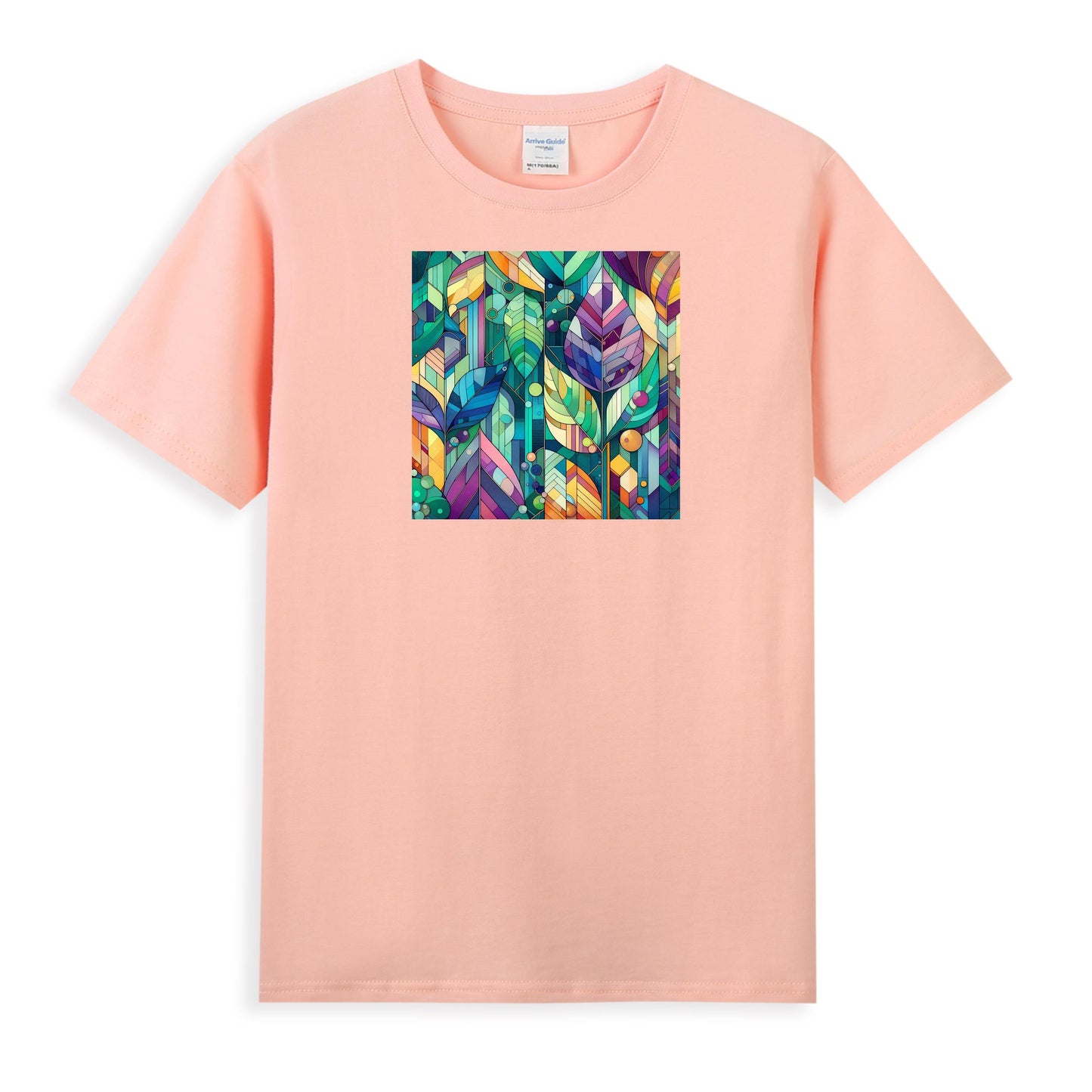 Women's Artistic Cotton T-Shirt - Colorful Nature-Inspired Abstract Design