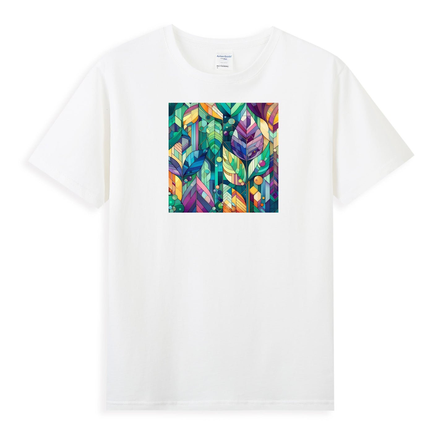 Women's Artistic Cotton T-Shirt - Colorful Nature-Inspired Abstract Design