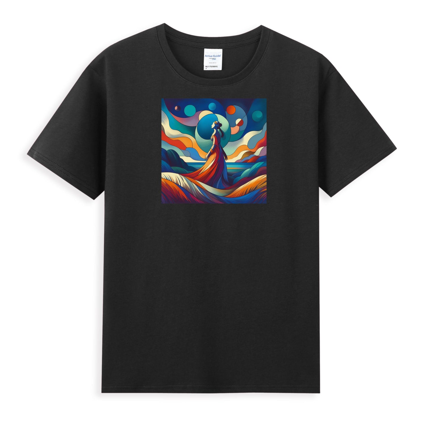 Women's Graphic T-Shirt - Divine Feminine in Abstract Celestial Landscape