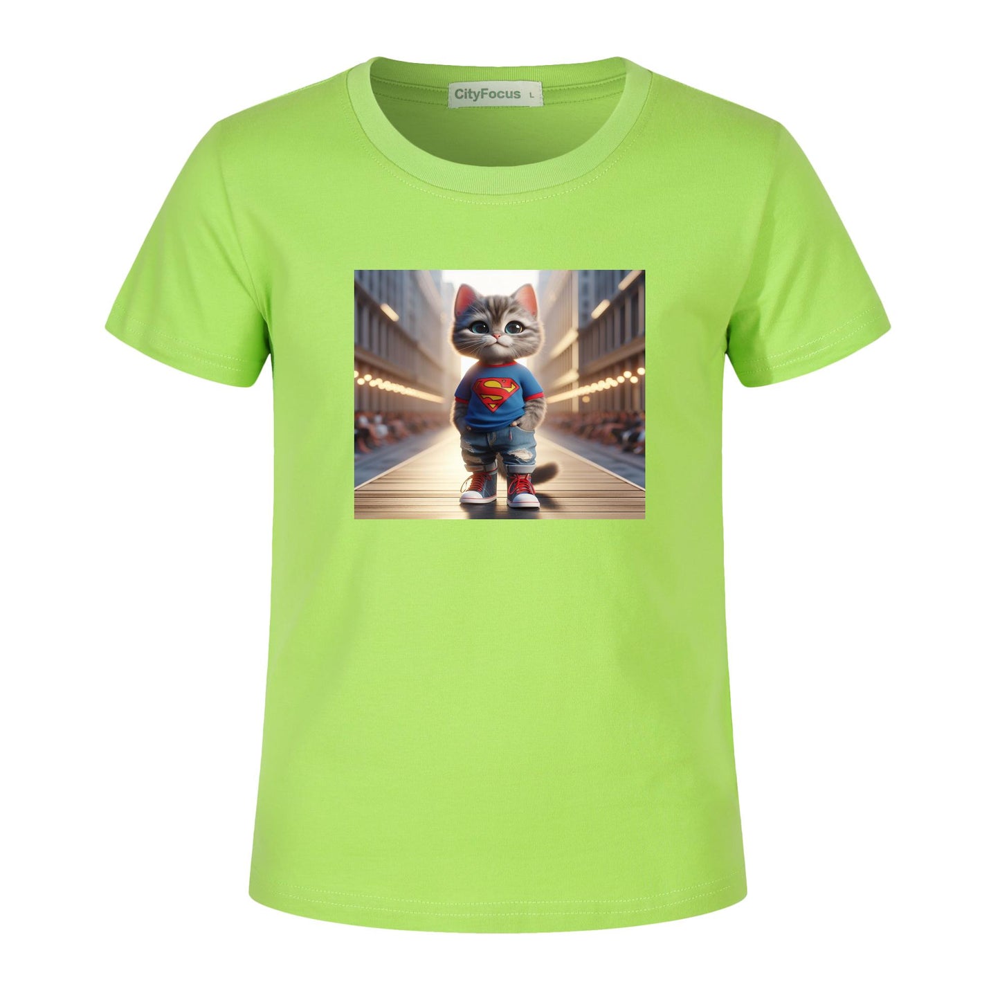 100% cotton Runway Fashion Forward Cat 3: Cute and Cool Kids' Graphic T-Shirt