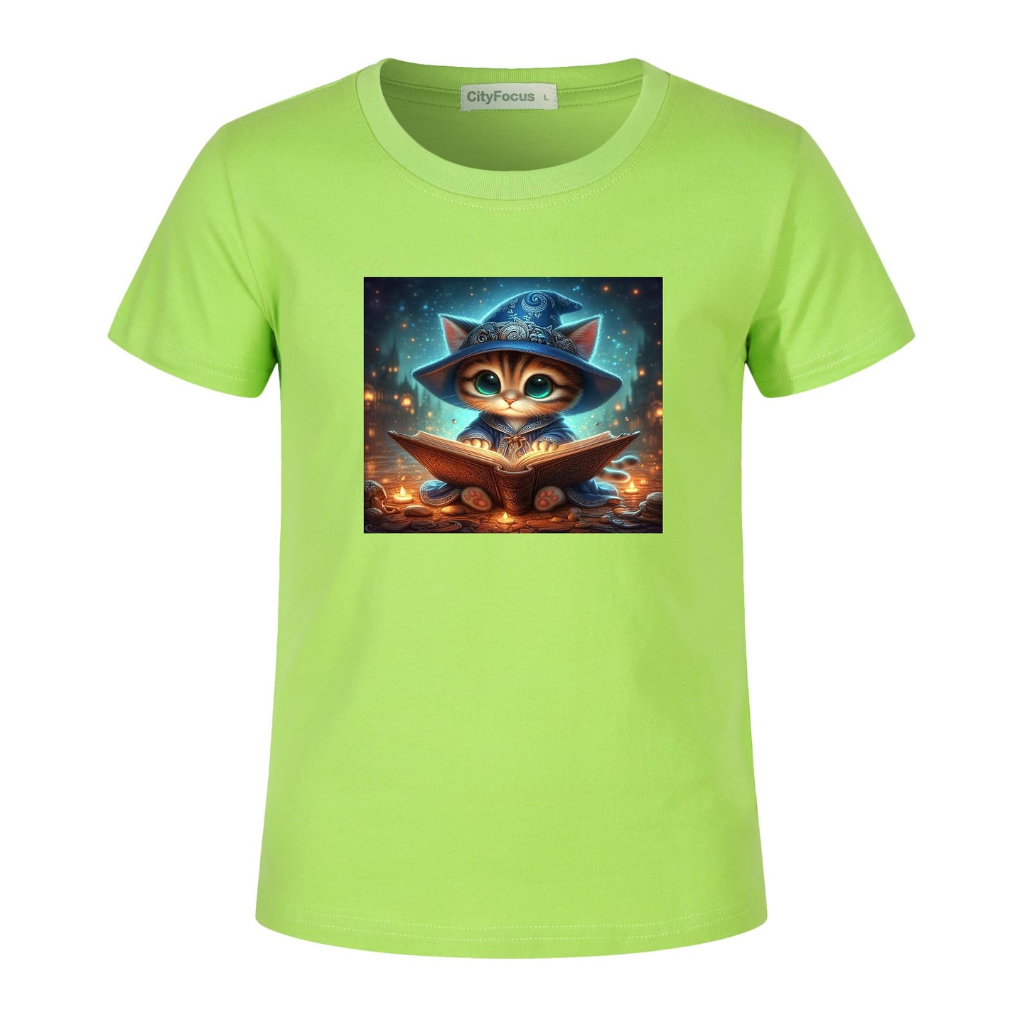 100% cotton Magical Wizard Cat Kids T-Shirt 1 - Enchanting and Cozy