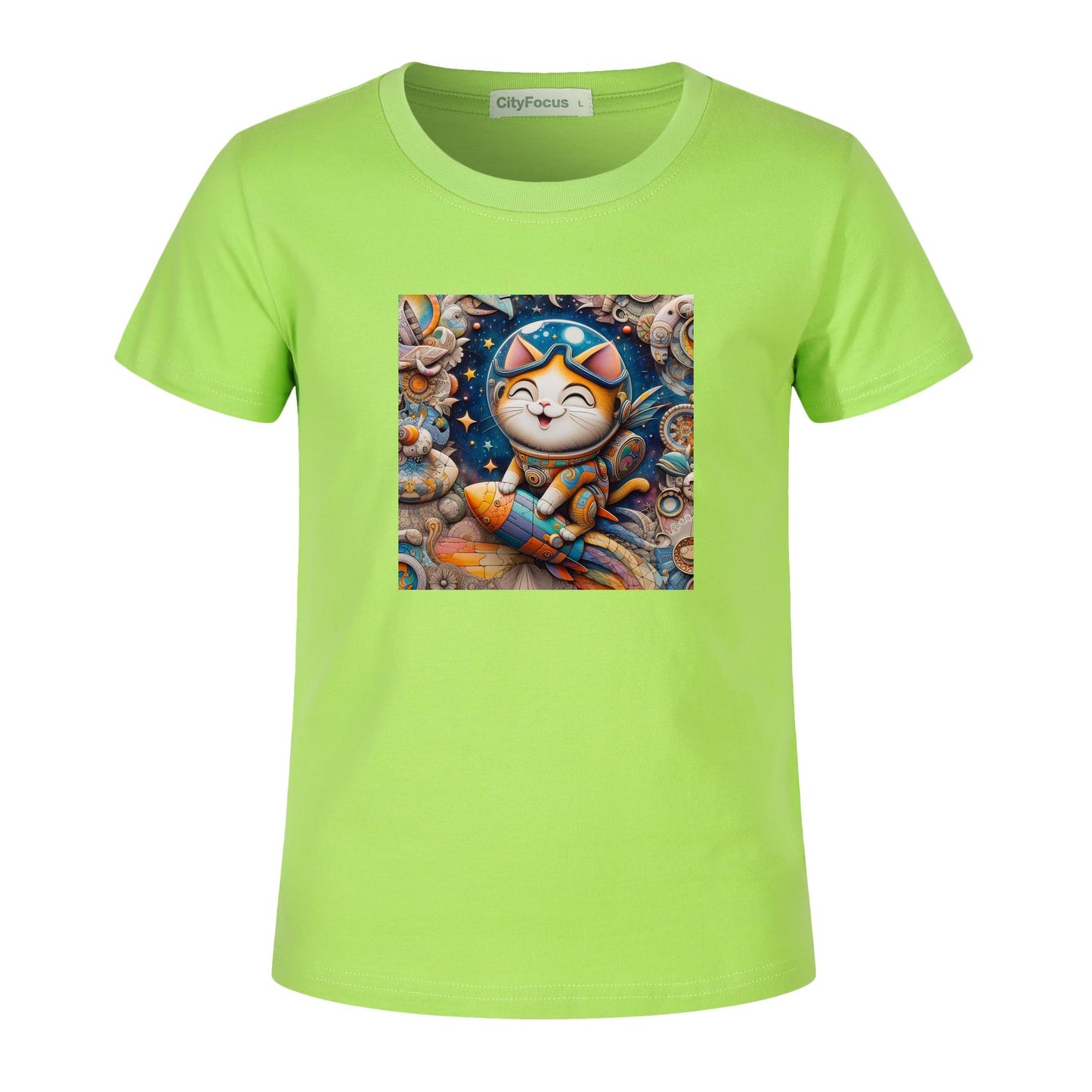 Futuristic Feline Fun Kids Tee 8