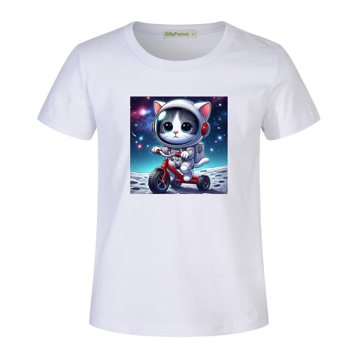 Cosmic Tricycle Cat Kids Tee 1